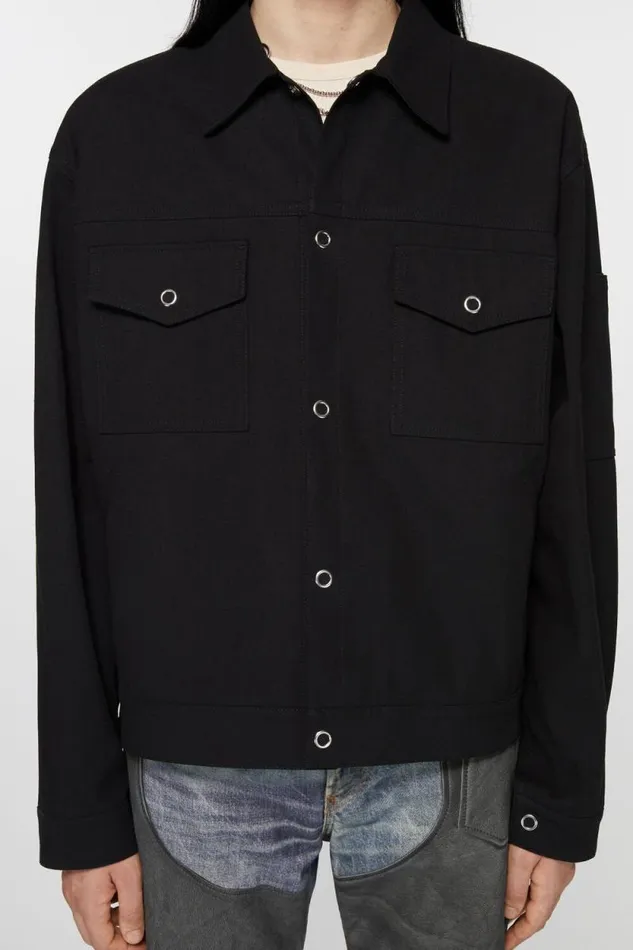 Acne Studios Twill Jacket Black Men Outerwear Acne Studios Twill Jacket Black Men Outerwear