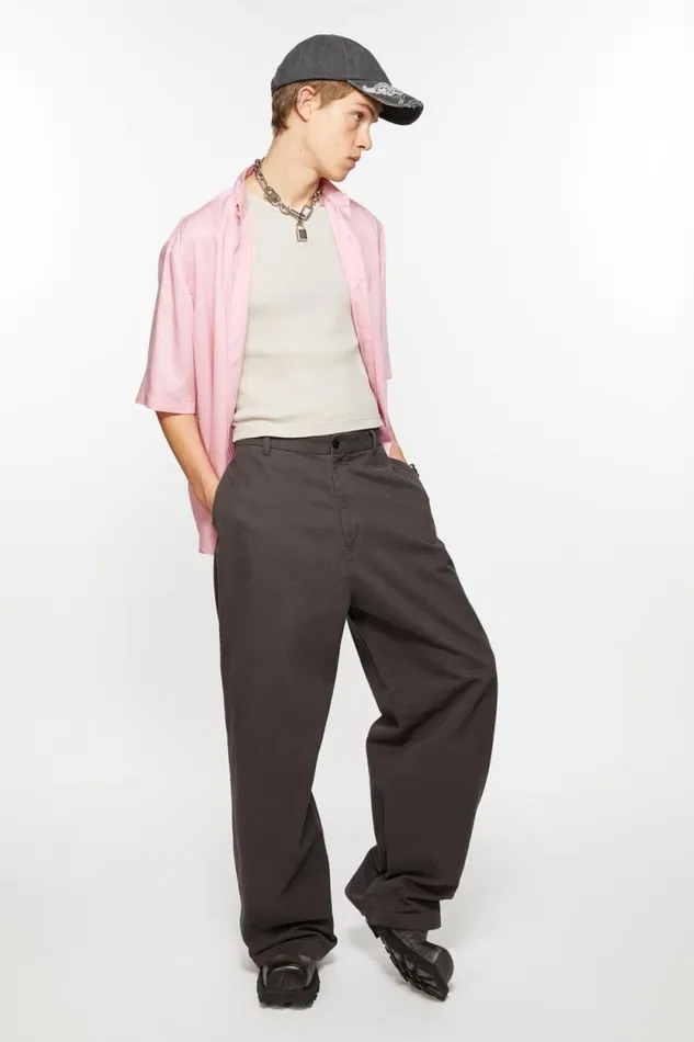 Acne Studios Twill Trousers Stone Black Men Trousers