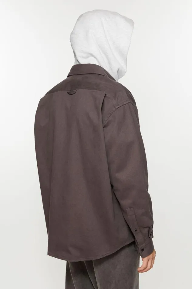 Acne Studios Twill Zipper Overshirt Jacket Stone Black Men Outerwear