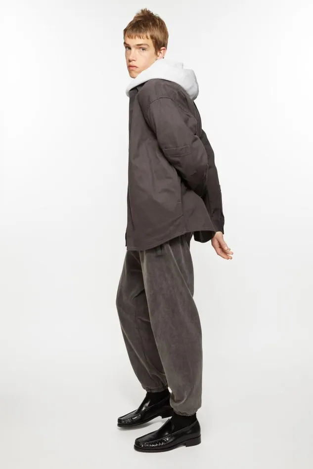Acne Studios Twill Zipper Overshirt Jacket Stone Black Men Outerwear