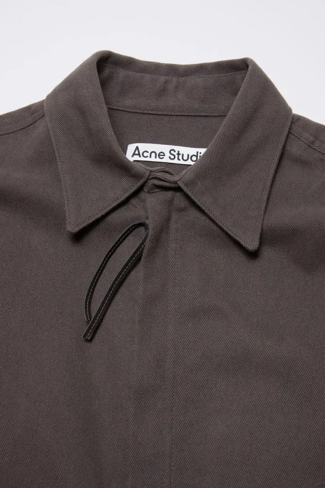 Acne Studios Twill Zipper Overshirt Jacket Stone Black Men Outerwear