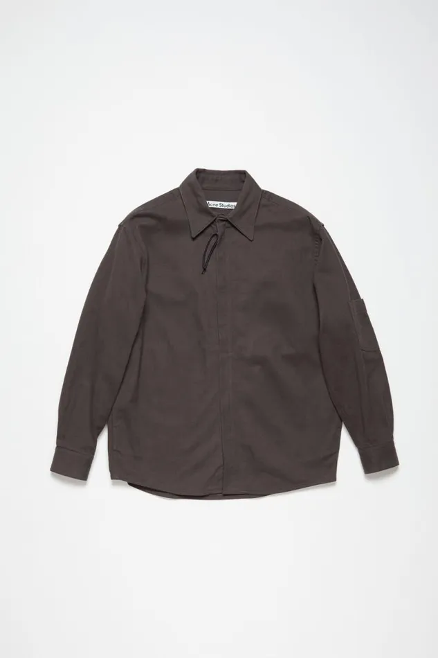 Acne Studios Twill Zipper Overshirt Jacket Stone Black Men Outerwear