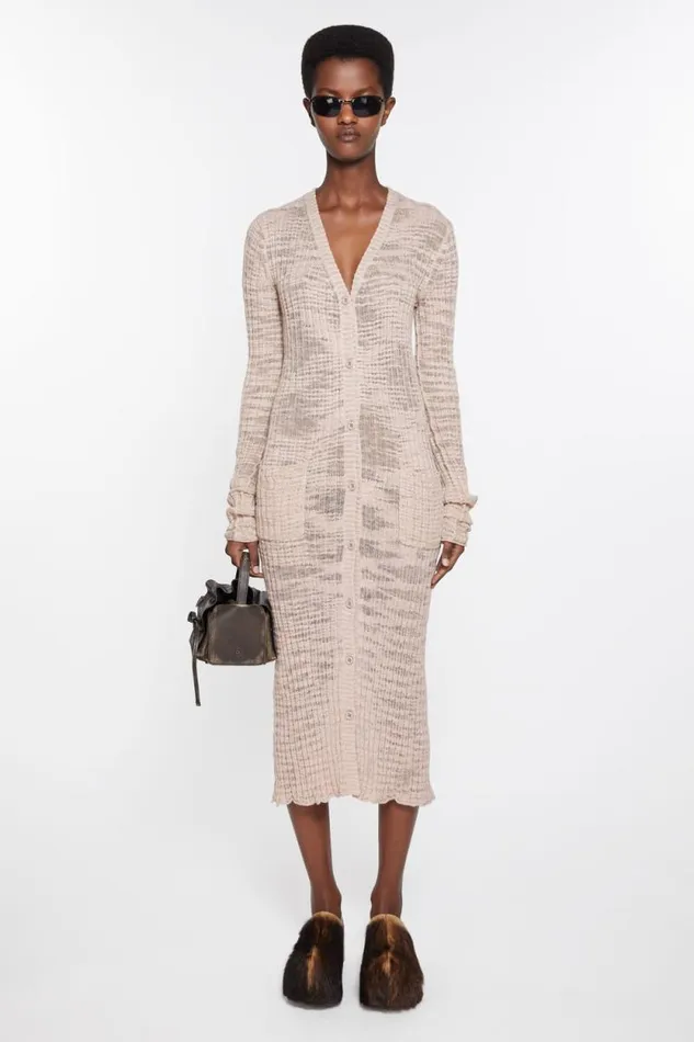 Acne Studios Wide Rib Cardigan Dusty Pink Women Knitwear