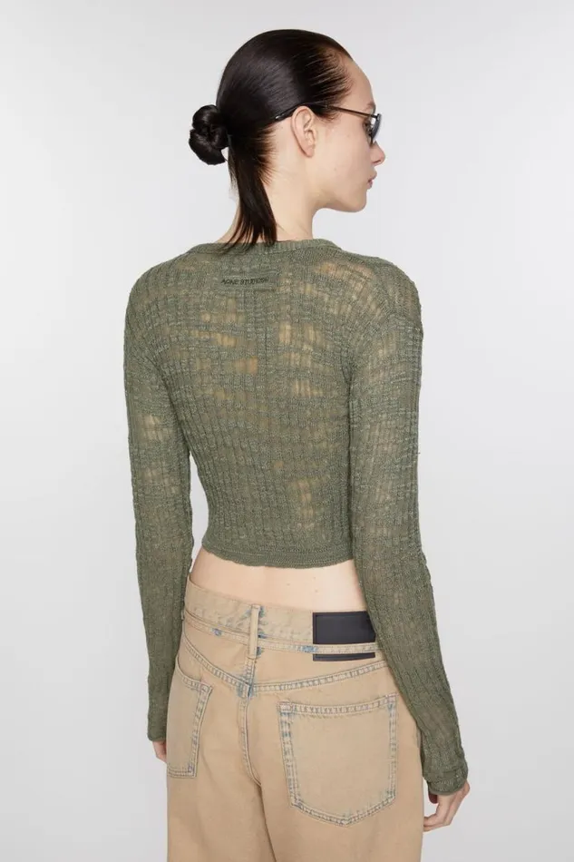 Acne Studios Wide Rib Cardigan Seagrass Green Women Knitwear Acne Studios Wide Rib Cardigan Seagrass Green Women Knitwear