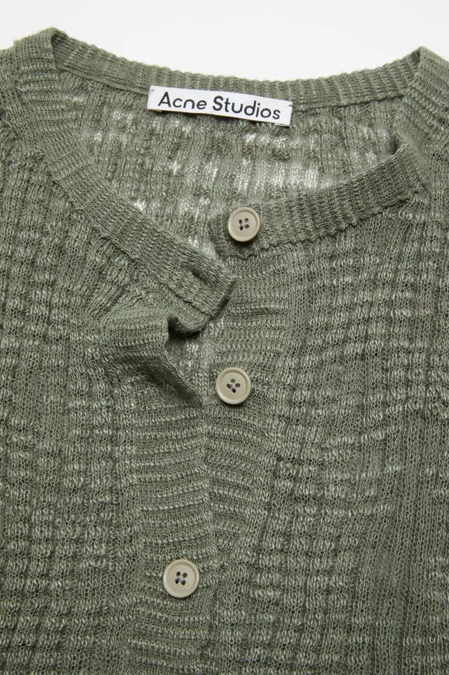 Acne Studios Wide Rib Cardigan Seagrass Green Women Knitwear Acne Studios Wide Rib Cardigan Seagrass Green Women Knitwear
