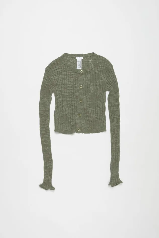 Acne Studios Wide Rib Cardigan Seagrass Green Women Knitwear Acne Studios Wide Rib Cardigan Seagrass Green Women Knitwear