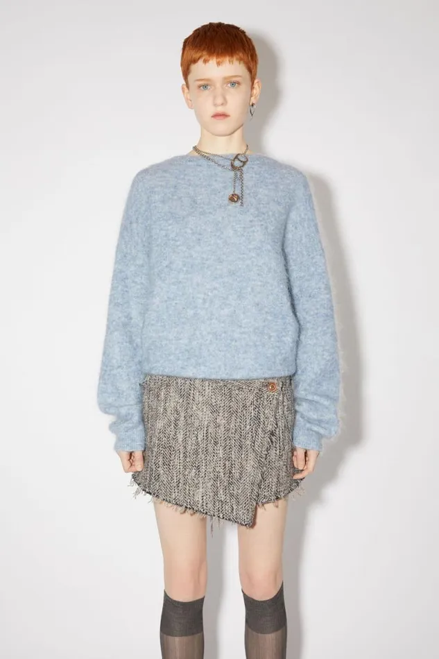 Acne Studios Wool Mohair Jumper Denim Blue Women Knitwear