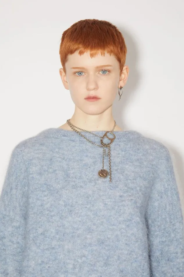 Acne Studios Wool Mohair Jumper Denim Blue Women Knitwear Acne Studios Wool Mohair Jumper Denim Blue Women Knitwear