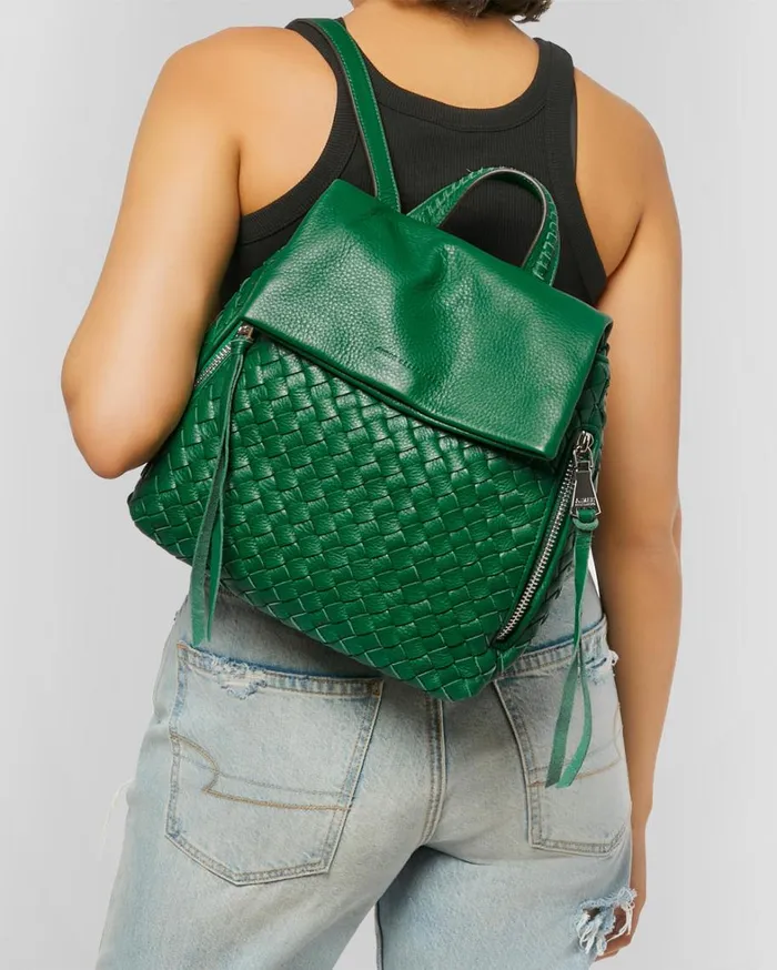Aimee Kestenberg Backpacks Women Bali Backpack Kelly Green Woven