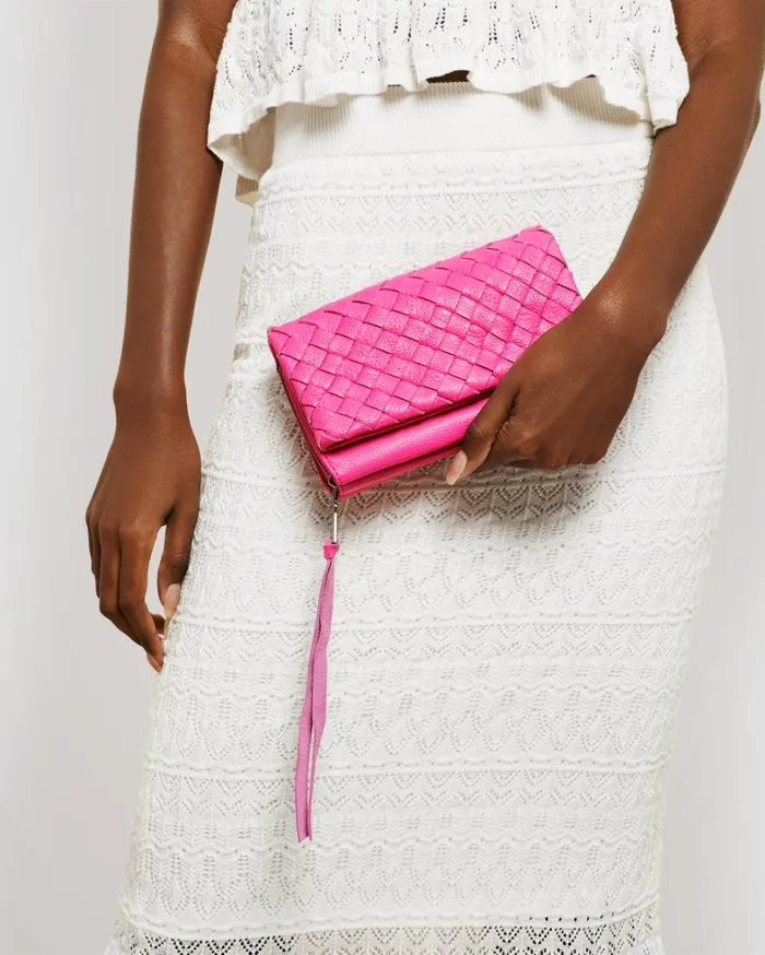 Aimee Kestenberg Crossbody Bags Women Bali Wallet Crossbody Hot Pink Woven
