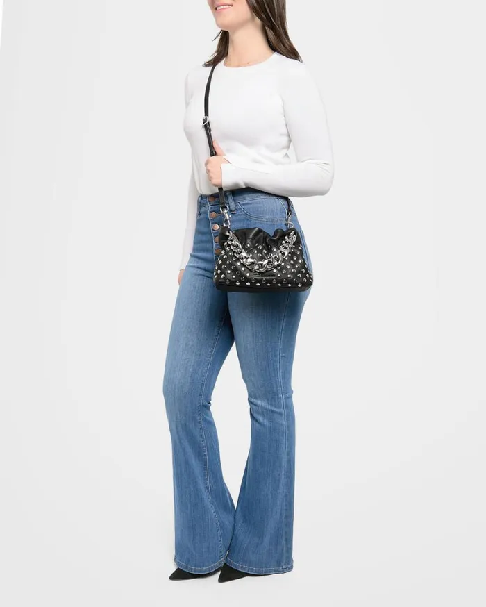 Aimee Kestenberg Crossbody Bags Women Chain Novelty Handheld Crossbody Black With Disco Studs