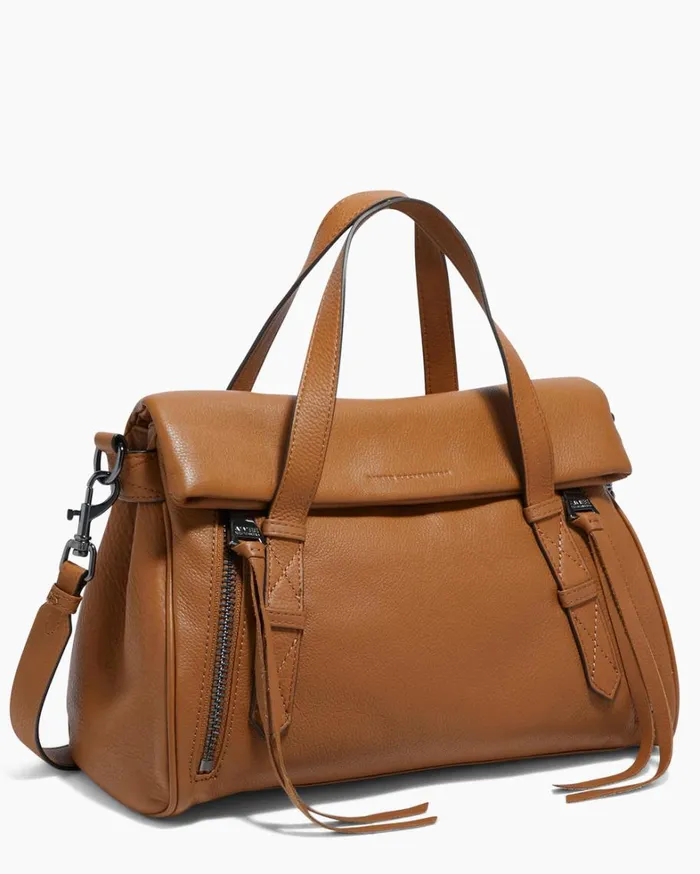 Aimee Kestenberg Satchels Women Bali Double Entry Satchel Chestnut Brown With Gunmetal