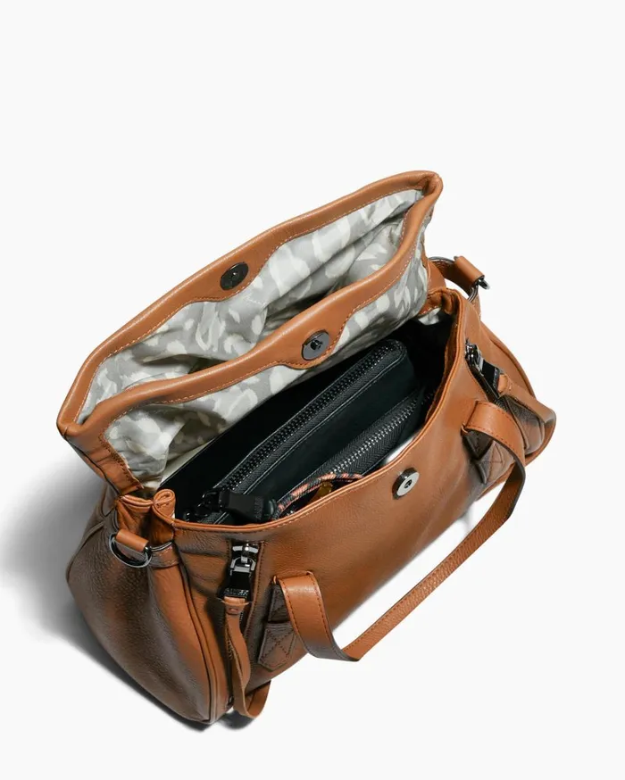 Aimee Kestenberg Satchels Women Bali Double Entry Satchel Chestnut Brown With Gunmetal