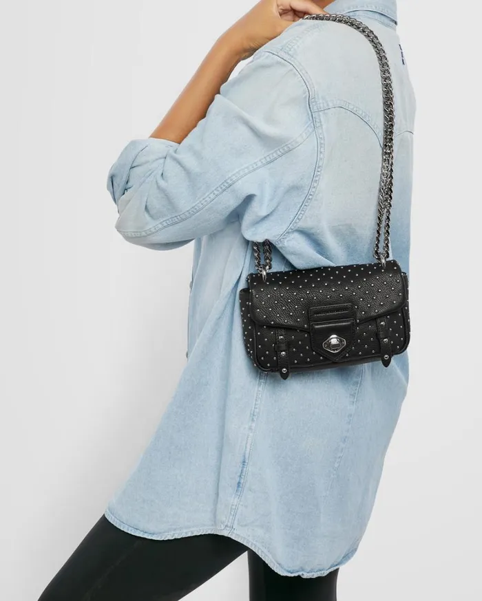 Aimee Kestenberg Shoulder Bags Women Chain Reaction Novelty Mini Shoulder Bag Black With Shiny Silver Studs