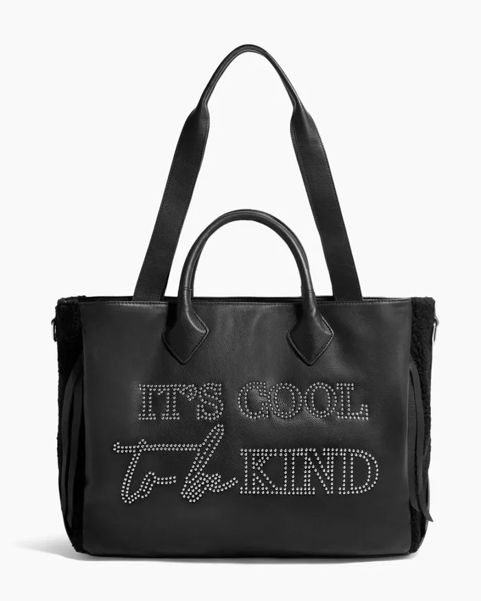 Aimee Kestenberg Tote Bags Women Speak Up Novelty Large Tote Black Shearling