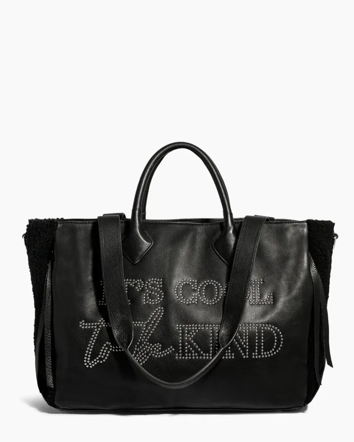 Aimee Kestenberg Tote Bags Women Speak Up Novelty Large Tote Black Shearling