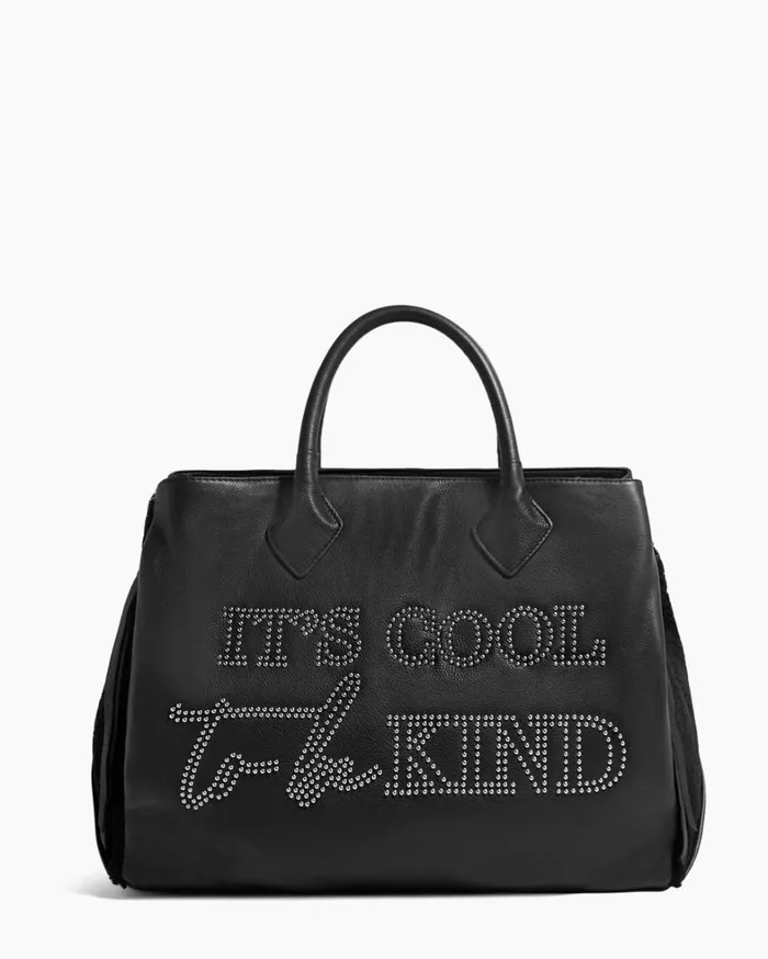 Aimee Kestenberg Tote Bags Women Speak Up Novelty Large Tote Black Shearling