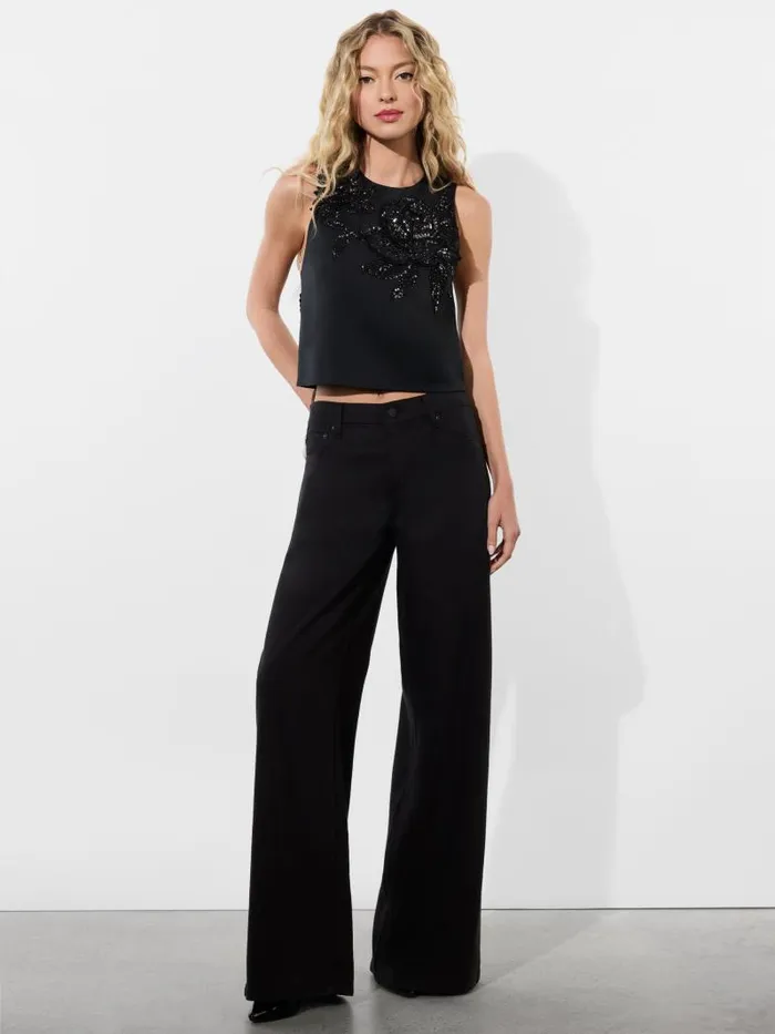 Alice Olivia AMAL EMBELLISHED TANK Le Parisien Blackgunmetal Women Tops