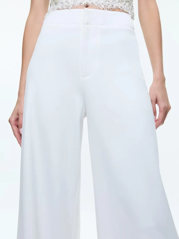 Alice Olivia ANDRA HIGH RISE WIDE LEG PANT Off White Women Pants