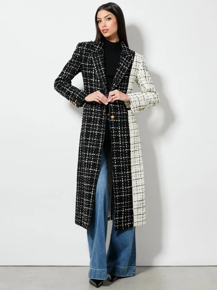 Alice Olivia BRET STRONG SHOULDER FITTED BLAZER Blackoff White Women Jackets Coats