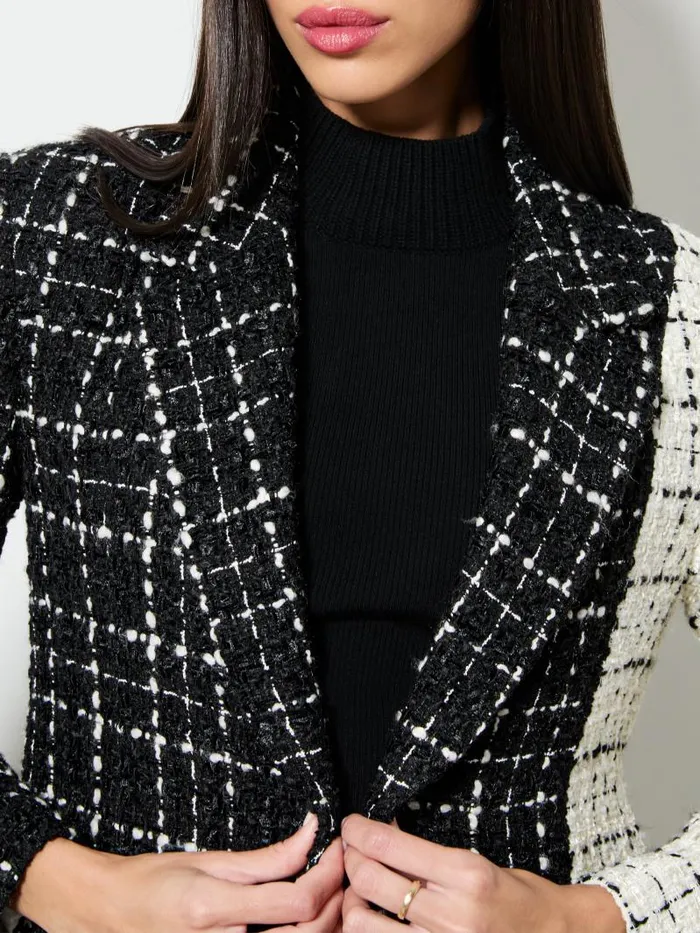 Alice Olivia BRET STRONG SHOULDER FITTED BLAZER Blackoff White Women Jackets Coats