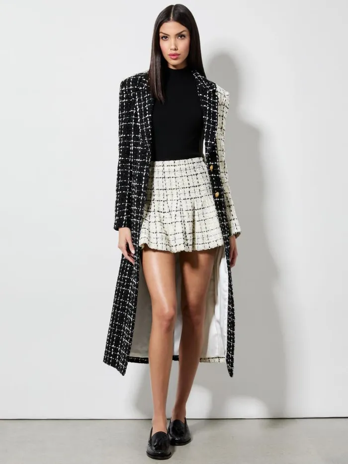 Alice Olivia BRET STRONG SHOULDER FITTED BLAZER Blackoff White Women Jackets Coats