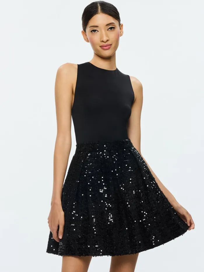 Alice Olivia CHARA SLEEVELESS MINI DRESS Black Women Dresses