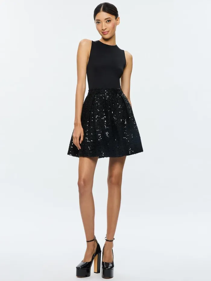 Alice Olivia CHARA SLEEVELESS MINI DRESS Black Women Dresses