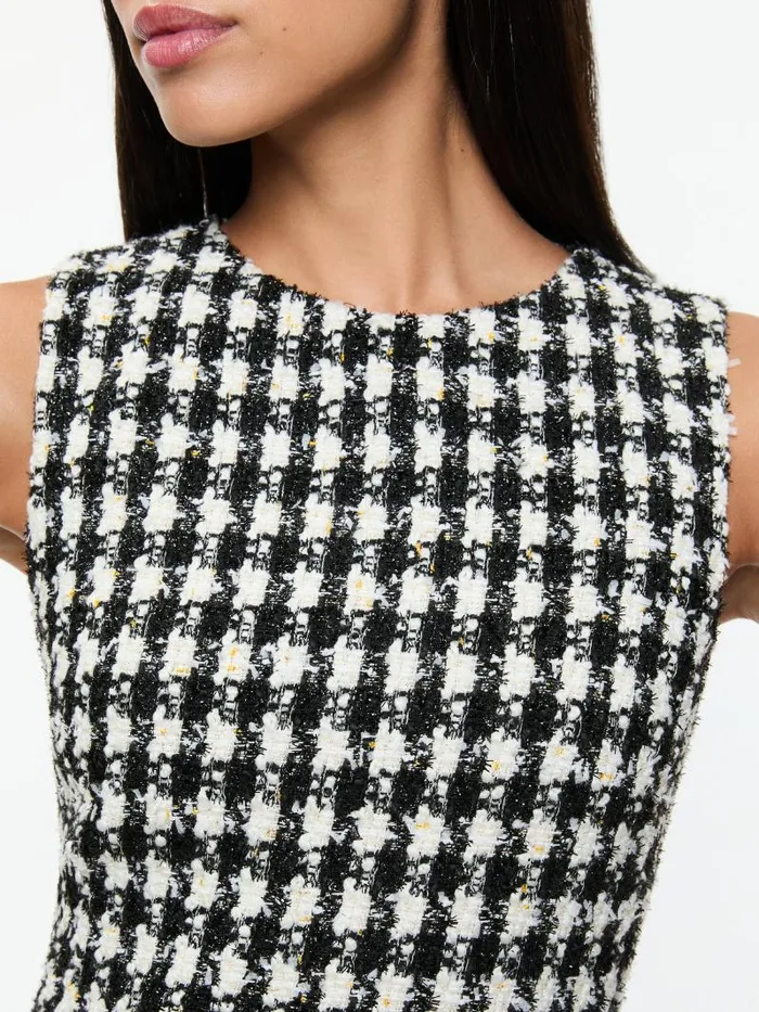 Alice Olivia CLYDE TWEED SHIFT DRESS Blackwhite Women Dresses
