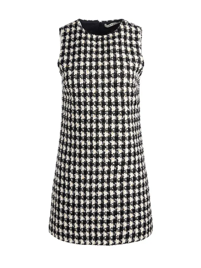 Alice Olivia CLYDE TWEED SHIFT DRESS Blackwhite Women Dresses