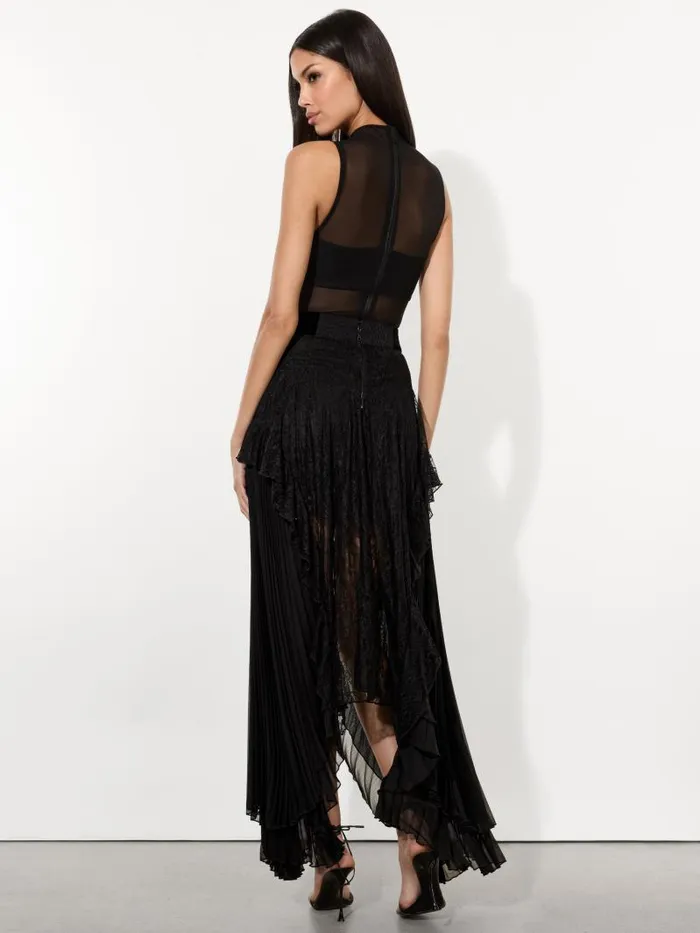 Alice Olivia CORALIA MIDI SKIRT WITH BOW BELT Black Women Skirts