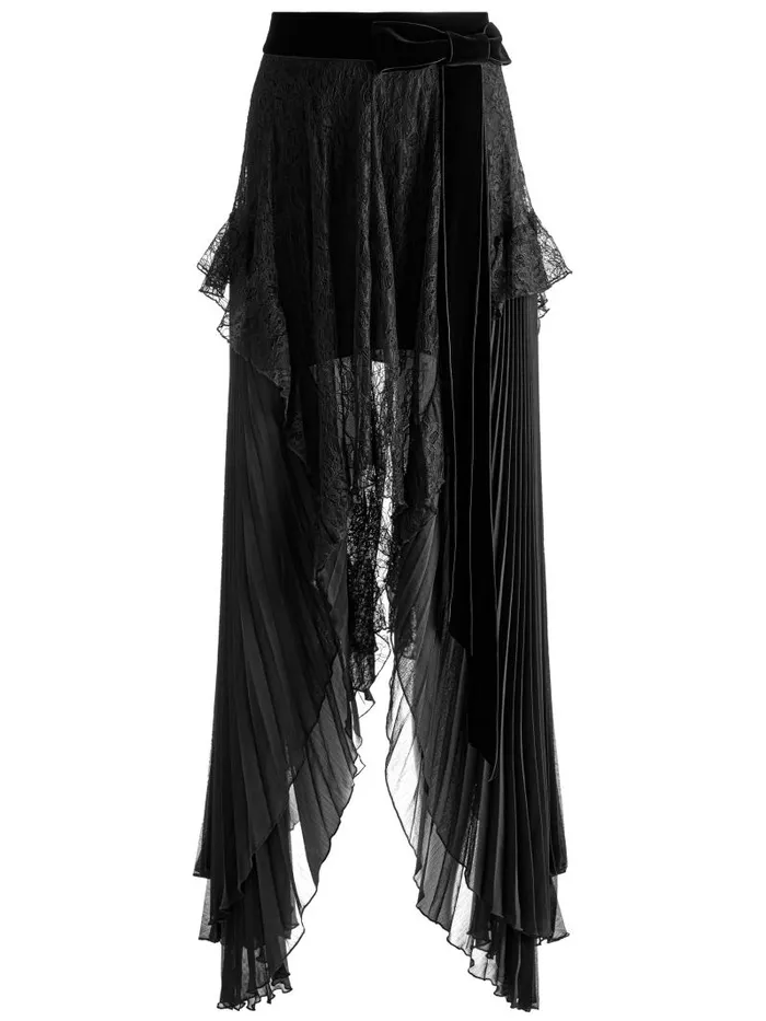 Alice Olivia CORALIA MIDI SKIRT WITH BOW BELT Black Women Skirts