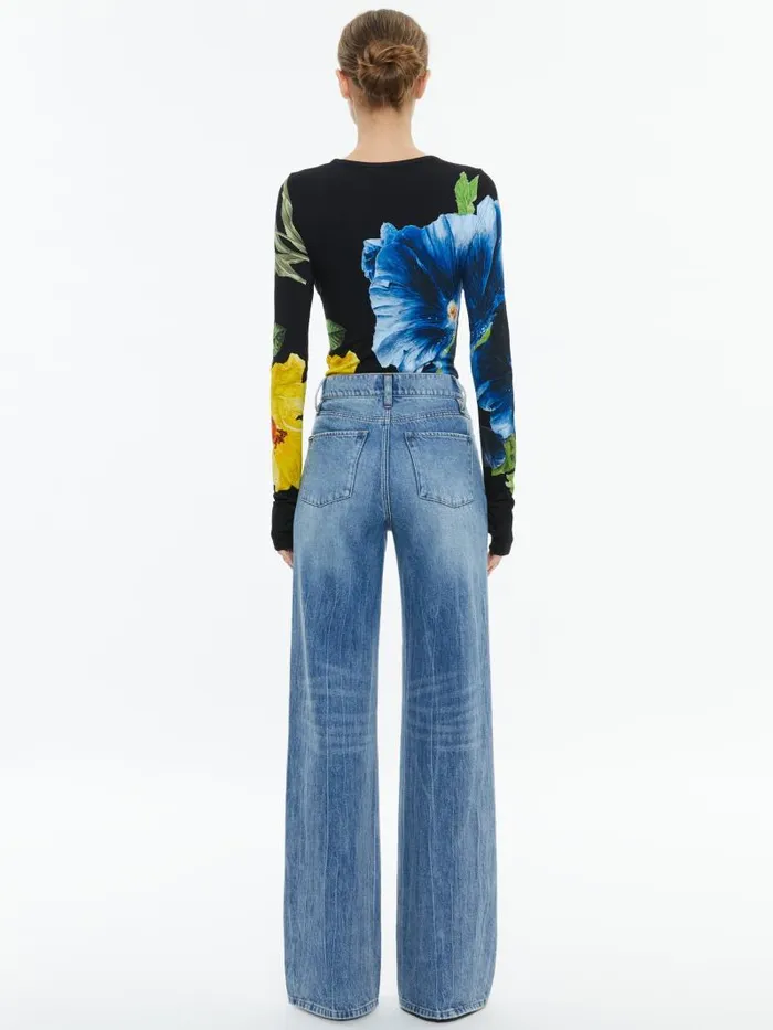 Alice Olivia DELAINA LONG SLEEVE TOP Italian Landscape Women Tops