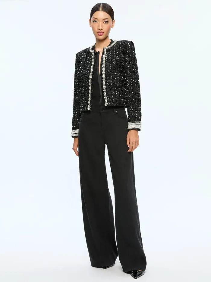 Alice Olivia DORIAN EMBELLISHED BOXY JACKET Blackwhite Women Jackets Coats