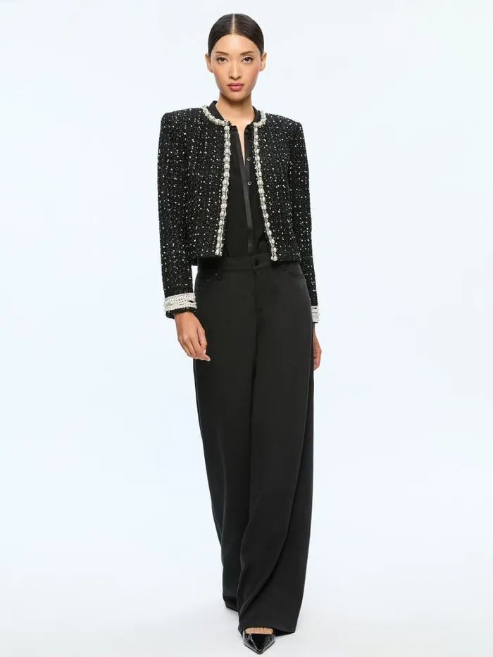 Alice Olivia DORIAN EMBELLISHED BOXY JACKET Blackwhite Women Jackets Coats