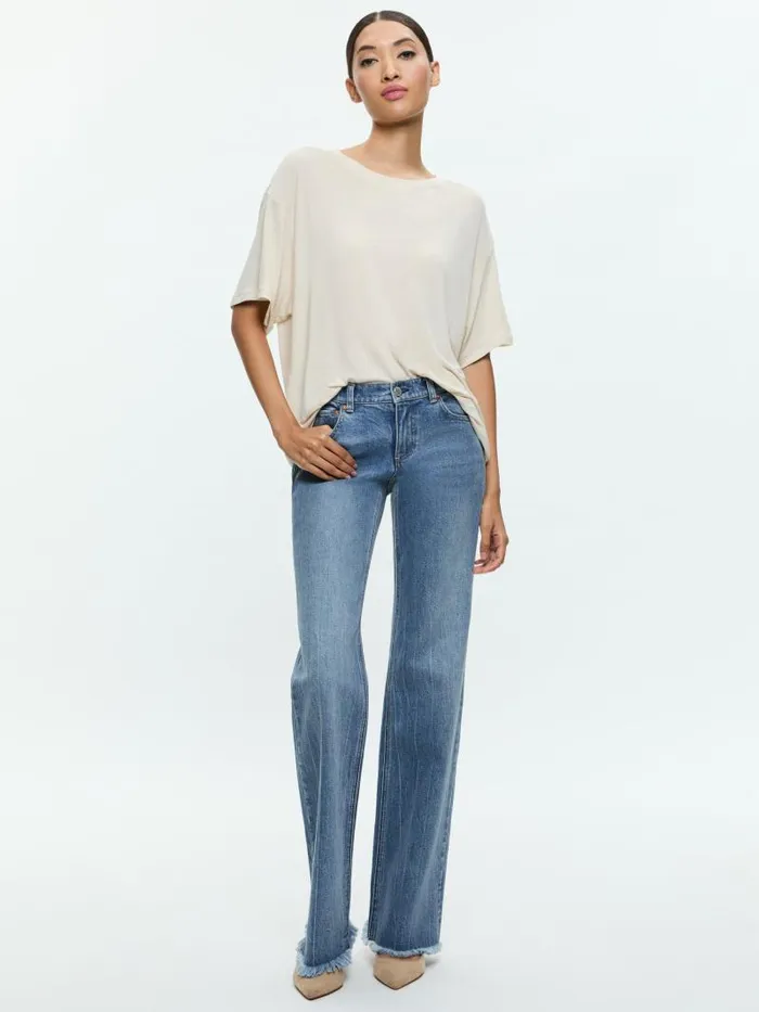 Alice Olivia EVAN OVERSIZED TEE Oatmeal Women Tops