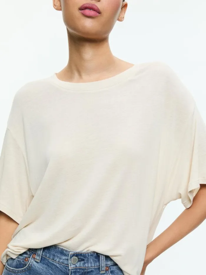 Alice Olivia EVAN OVERSIZED TEE Oatmeal Women Tops