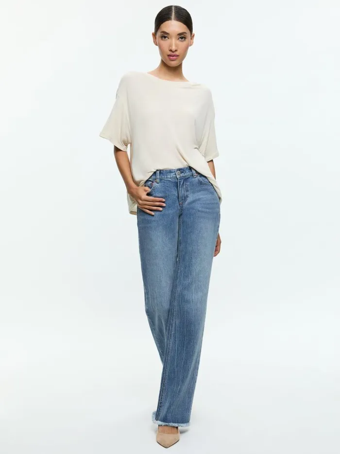 Alice Olivia EVAN OVERSIZED TEE Oatmeal Women Tops