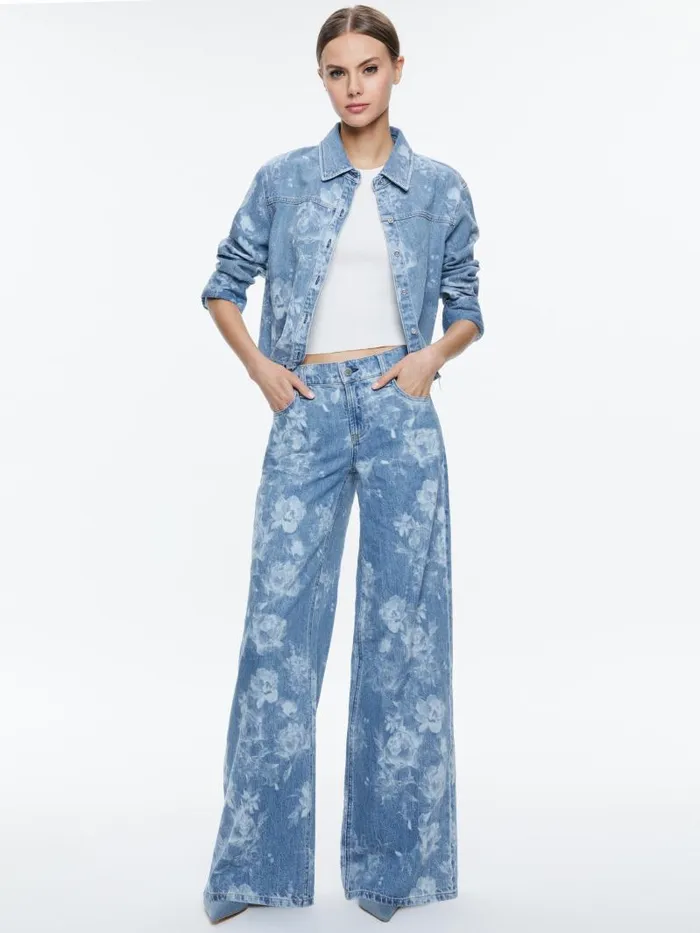 Alice Olivia FINELY RAW HEM BUTTON DOWN Lotus Floral Women Tops