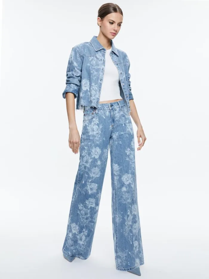 Alice Olivia FINELY RAW HEM BUTTON DOWN Lotus Floral Women Tops