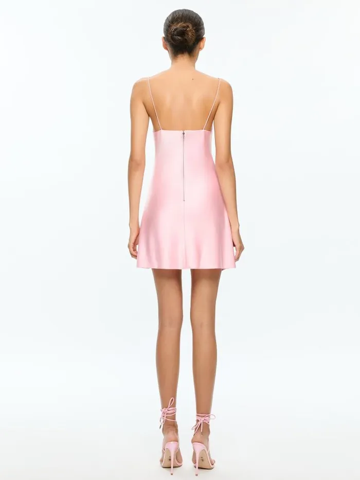 Alice Olivia HARMONY MINI SLIP DRESS Black Women Dresses