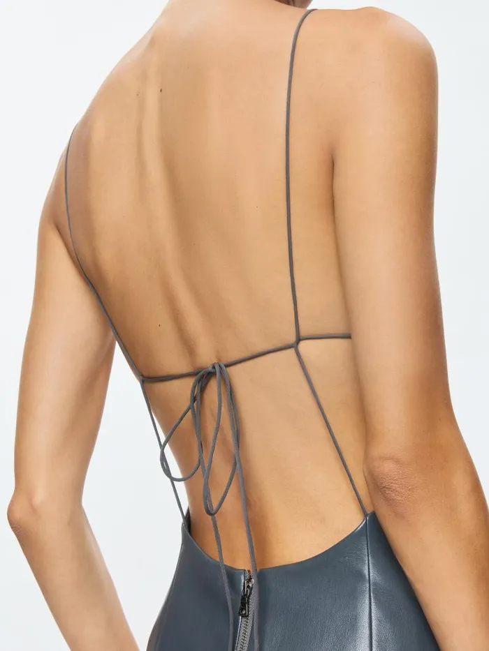 Alice Olivia HIROKO OPEN BACK MAXI DRESS Charcoal Women Dresses