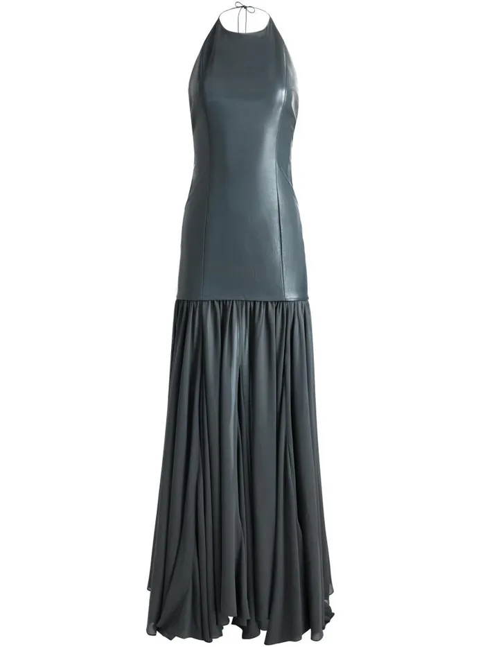 Alice Olivia HIROKO OPEN BACK MAXI DRESS Charcoal Women Dresses