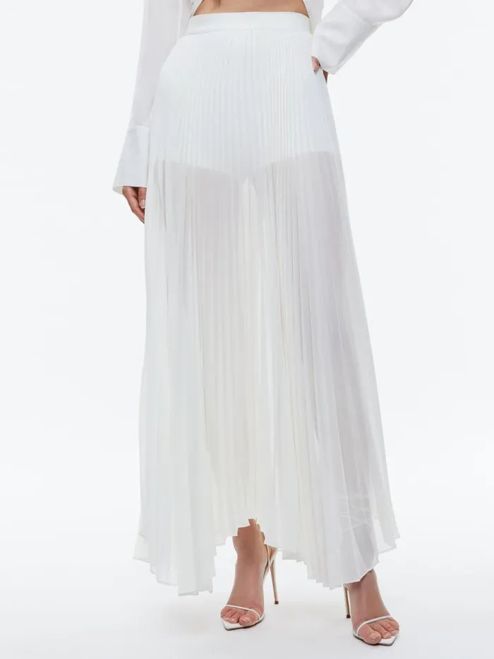 Alice Olivia KATZ PLEATED MAXI SKIRT WITH HOT PANT Black Women Skirts