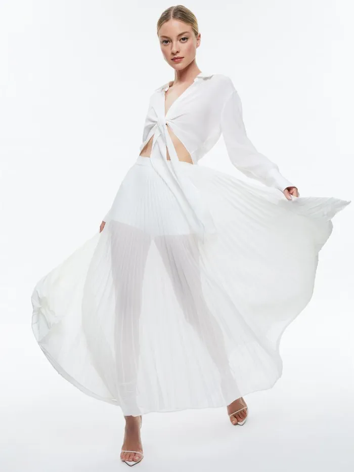 Alice Olivia KATZ PLEATED MAXI SKIRT WITH HOT PANT Black Women Skirts