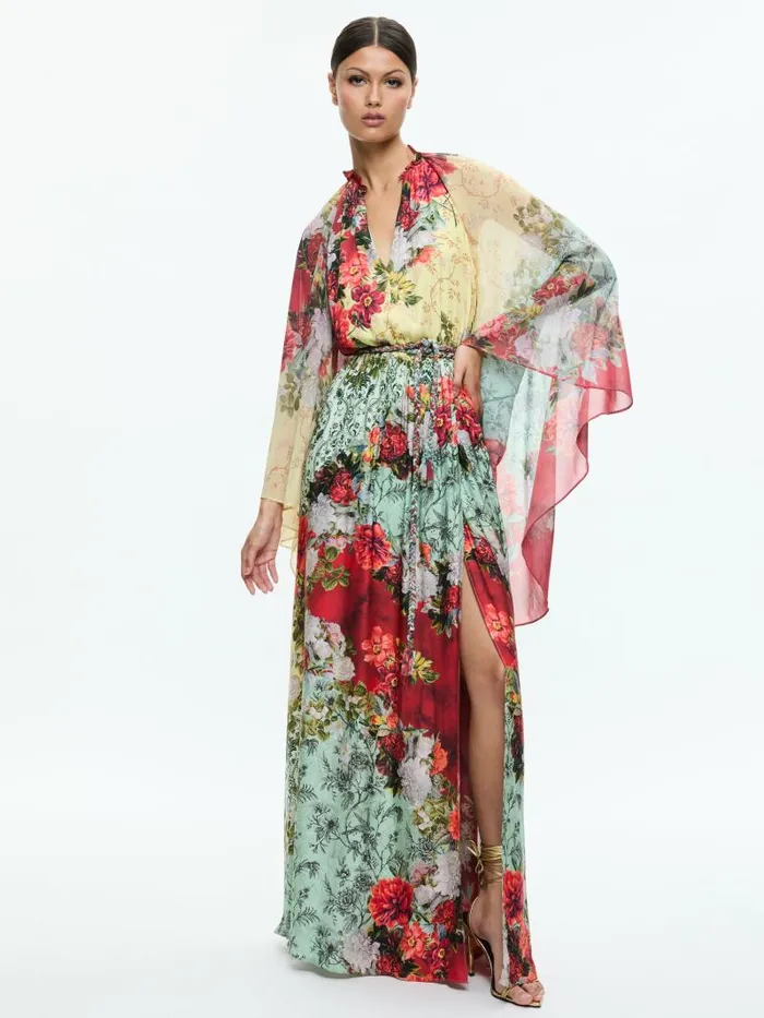 Alice Olivia MALINDA MAXI DRESS WITH SLIT Oakley Women Dresses