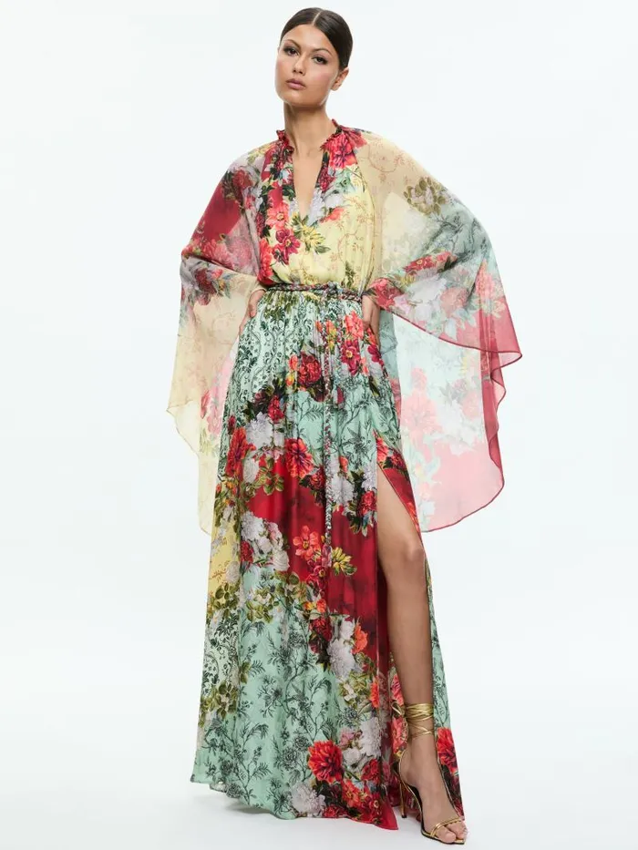 Alice Olivia MALINDA MAXI DRESS WITH SLIT Oakley Women Dresses