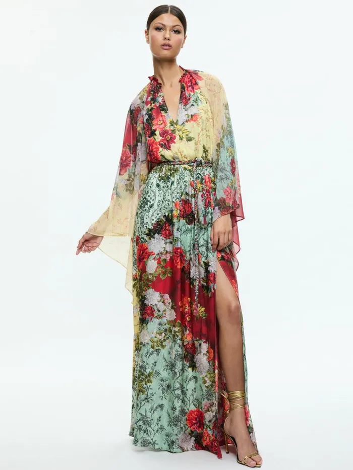 Alice Olivia MALINDA MAXI DRESS WITH SLIT Oakley Women Dresses