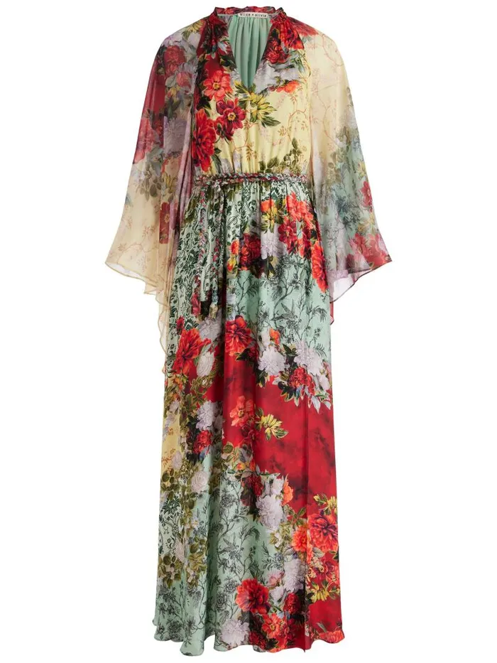 Alice Olivia MALINDA MAXI DRESS WITH SLIT Oakley Women Dresses