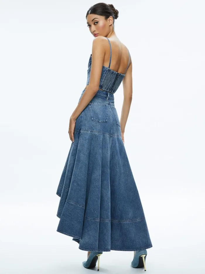 Alice Olivia NATACHA SPAGHETTI STRAP BUSTIER Brooklyn Blue Women Tops